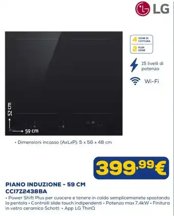 Piano induzione - 59 cm LG