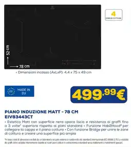 Euronics Piano induzione matt - 78 cm offerta