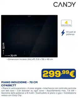 Euronics Candy piano induzione 70 cm offerta