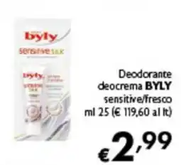 Spak Supermercati Deodorante deocrema BYLY sensitive/fresco offerta
