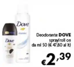 Spak Supermercati Deodorante DOVE spray/roll on offerta