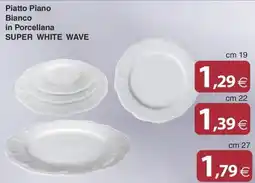 Docks Cash&Carry Piatto Piano Bianco in Porcellana SUPER WHITE WAVE offerta