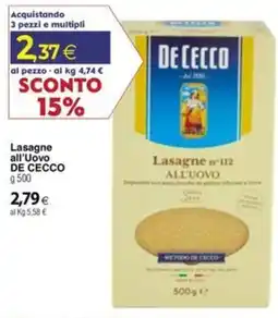 Docks Cash&Carry Lasagne all'Uovo DE CECCO offerta