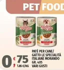 Vivo Supermercati Paté per cane/gatto le specialità italiane morando offerta