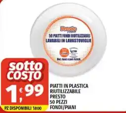 Vivo Supermercati Piatti in plastica riutilizzabile Presto offerta