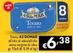 Spak Supermercati Tonno AS'DOMAR all'olio di oliva offerta