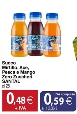 Docks Cash&Carry Succo Mirtillo, Ace, Pesca e Mango Zero Zuccheri SANTAL offerta