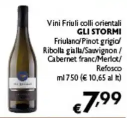 Spak Supermercati Vini Friuli coll. orientali GLI STORMI offerta