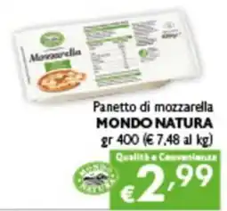Spak Supermercati Panetto di mozzarella Mondo Natura offerta