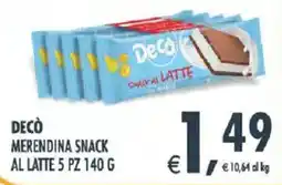 Deco Iperstore Decò merendina snack al latte offerta