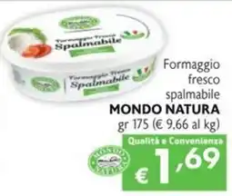 SuperW Formaggio fresco spalmabile Mondo Natura offerta