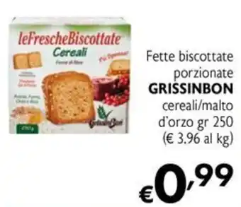 Fette biscottate porzionate GrissinBon cereali/malto d'orzo
