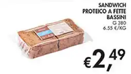 Maxi Coal Sandwich proteico a fette Bassini offerta