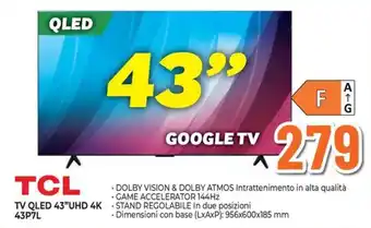 TCL TV QLED 43"UHD 4K