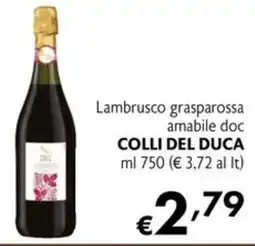Maxi Supermercati Lambrusco grasparossa amabile doc Colli del Duca offerta