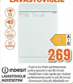 Ipercoop Lavastoviglie Indesit IN2FE13DT9W offerta