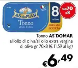 Maxi Supermercati Tonno AS'DOMAR all'olio di oliva offerta
