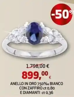 Extracoop Anello in oro 750‰ bianco con zaffiro ct 0,80 e diamanti ct 0,36 offerta