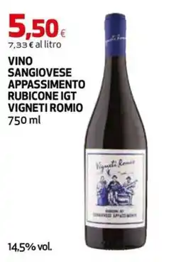 Extracoop Vino Sangiovese Appassimento Rubicone IGT Vigneti Romio offerta