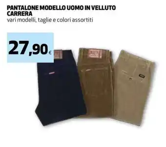 Pantalone modello uomo in velluto Carrera