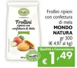 Maxi Supermercati Frollini ripieni con confettura di mela MONDO NATURA offerta