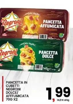 Interspar Pancetta in cubetti Negroni dolce/affumicata offerta