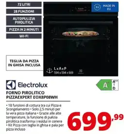 Comet Electrolux forno pirolitico pizzapert eox8p08wh offerta