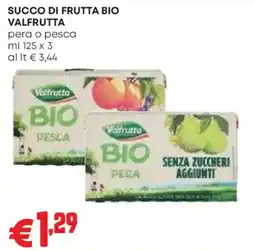 Pam Succo di frutta bio Valfrutta pera o pesca offerta