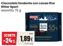 Coop Trentino Cioccolato fondente con cacao fine Ritter Sport offerta
