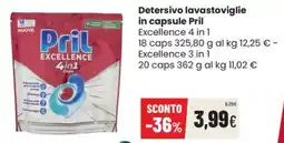 Coop Trentino Detersivo lavastoviglie in capsule Pril Excellence 4 in 1 offerta