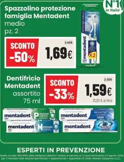 Coop Trentino Spazzolino protezione famiglia Mentadent offerta
