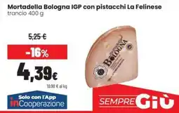 Coop Trentino Mortadella Bologna IGP con pistacchi La Felinese offerta