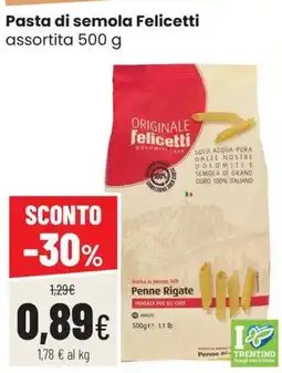 Coop Trentino Pasta di semola Felicetti assortita offerta