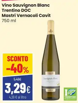 Coop Trentino Vino Sauvignon Blanc Mastri Vernacoli Cavit offerta