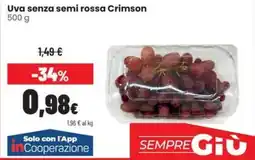 Coop Trentino Uva senza semi rossa Crimson offerta