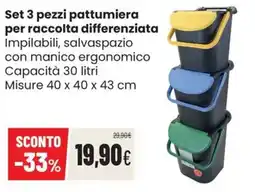 Coop Trentino Set 3 pezzi pattumiera per raccolta differenziata offerta
