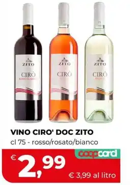 Coop Master Alleanza 3.0 Vino Ciro' Doc Zito offerta
