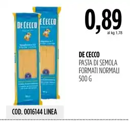 Carico Cash & Carry De Cecco pasta di semola formati normali offerta