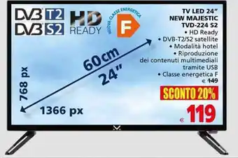 Il Gigante TV Led 24" New Majestic TVD-224 S2 offerta