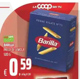 Coop Barilla pasta di semola offerta