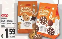 Coop Frollini Cacao e Nocciole o Gocce di Cioccolato Coop offerta