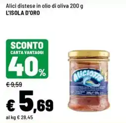 Iper La Grande Alici distese in olio di oliva L'Isola d'Oro offerta