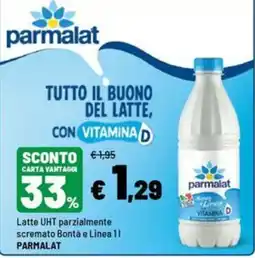 Iper La Grande Latte UHT parzialmente scremato Bontà e Linea 11 Parmalat offerta