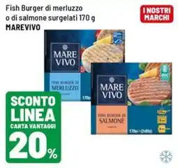 Iper La Grande Fish Burger di merluzzo o di salmone Marevivo offerta