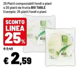Iper La Grande Piatti compostabili fondi o piani BIO TABLE offerta