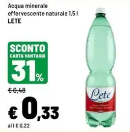 Iper La Grande Acqua minerale effervescente naturale Lete offerta