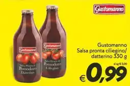 Iper Super Conveniente Gustomanno Salsa pronta di Pomodoro Ciliegino offerta