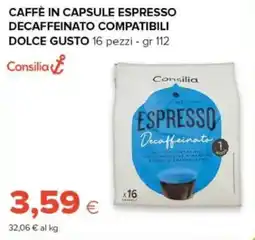 Oasi Caffè in capsule espresso decaffeinato compatibili Dolce Gusto Consilia offerta