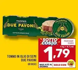 Il Centesimo Tonno in olio di semi Due Pavoni offerta