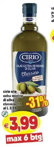 Il Castoro Supermercati Cirio olio extra vergine di oliva classico offerta